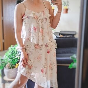 A New Day Hydrangea Floral Tiered Midi Dress